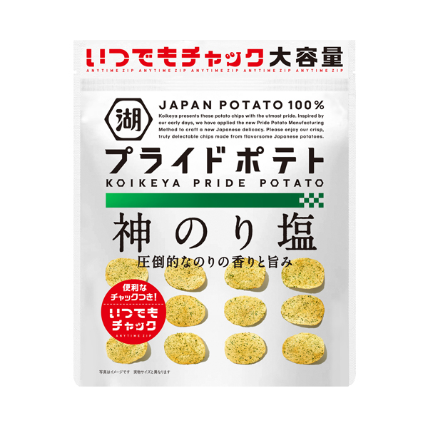 いつでもチャック Koikeya Pride Potato 神のり塩 115g 12袋 いつでもチャック おやつを買うなら湖池屋オンラインショップ